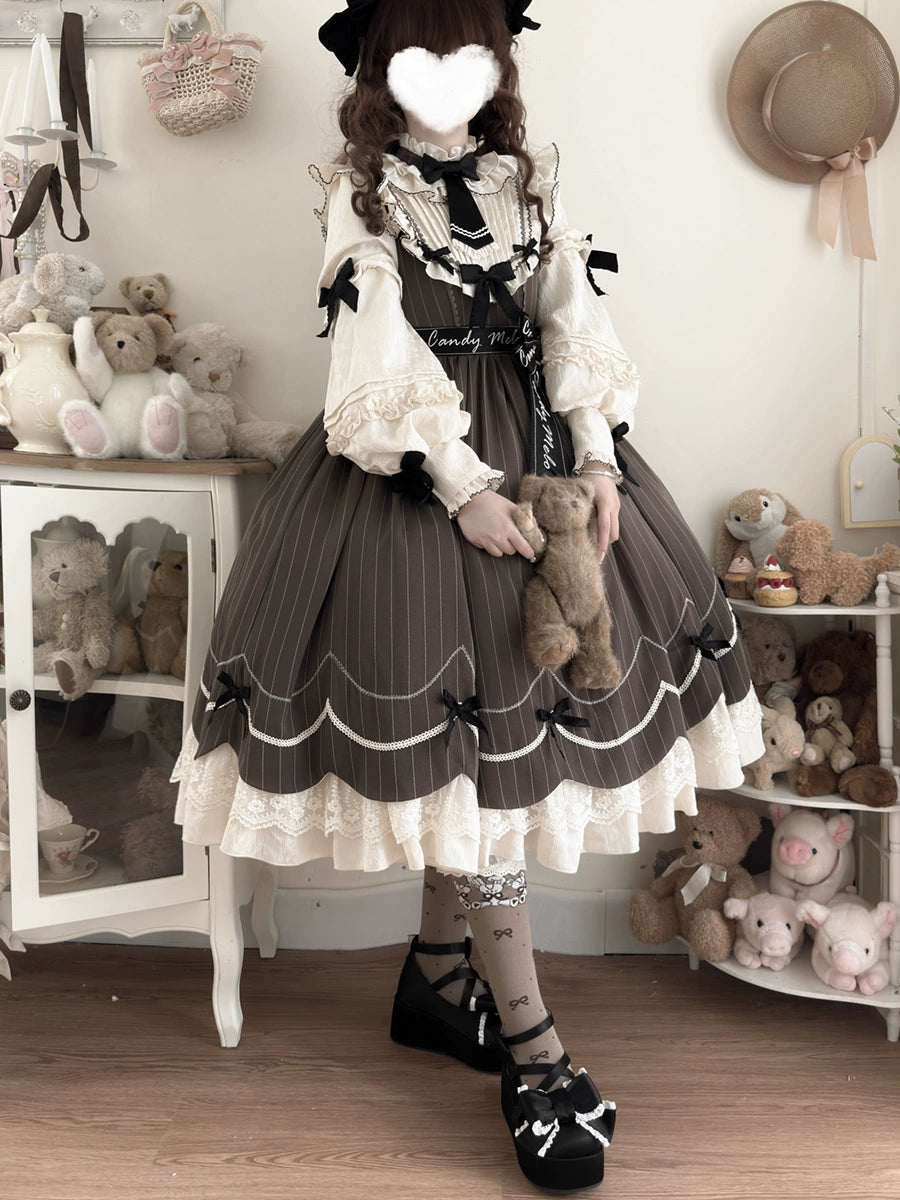 Buling Moon~Sweetheart Puppet~Retro Lolita OP Elegant Daily Lolita Dress   