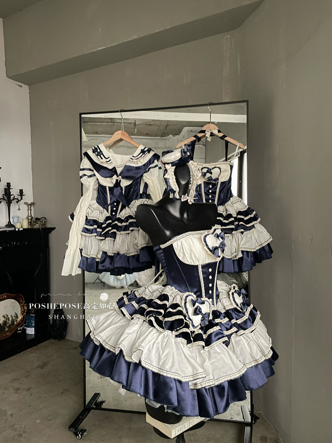 POSHEPOSE~Girl's Shore~High-End Sailor Lolita Dress Set   