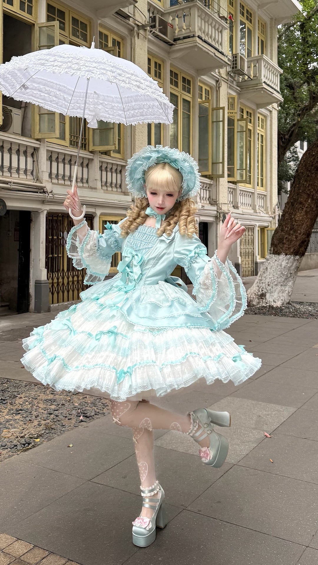 Pure Tea For Dream~Otome Fairy Tale~Sweet Lolita Shoes High Platform Satin Heels