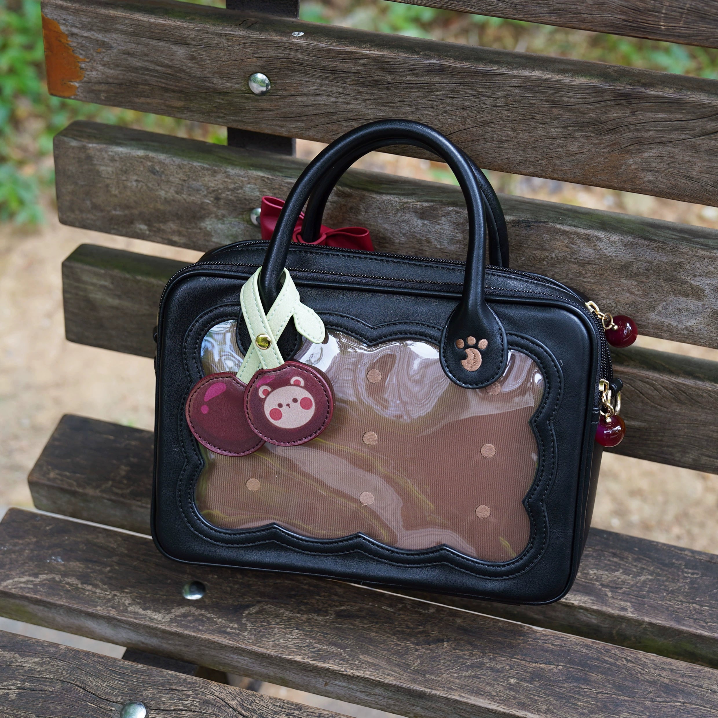 Morning Glory - Kawaii Lolita Bag Cherry Biscuit Shoulder Crossbody Handbag Black (pre-order)