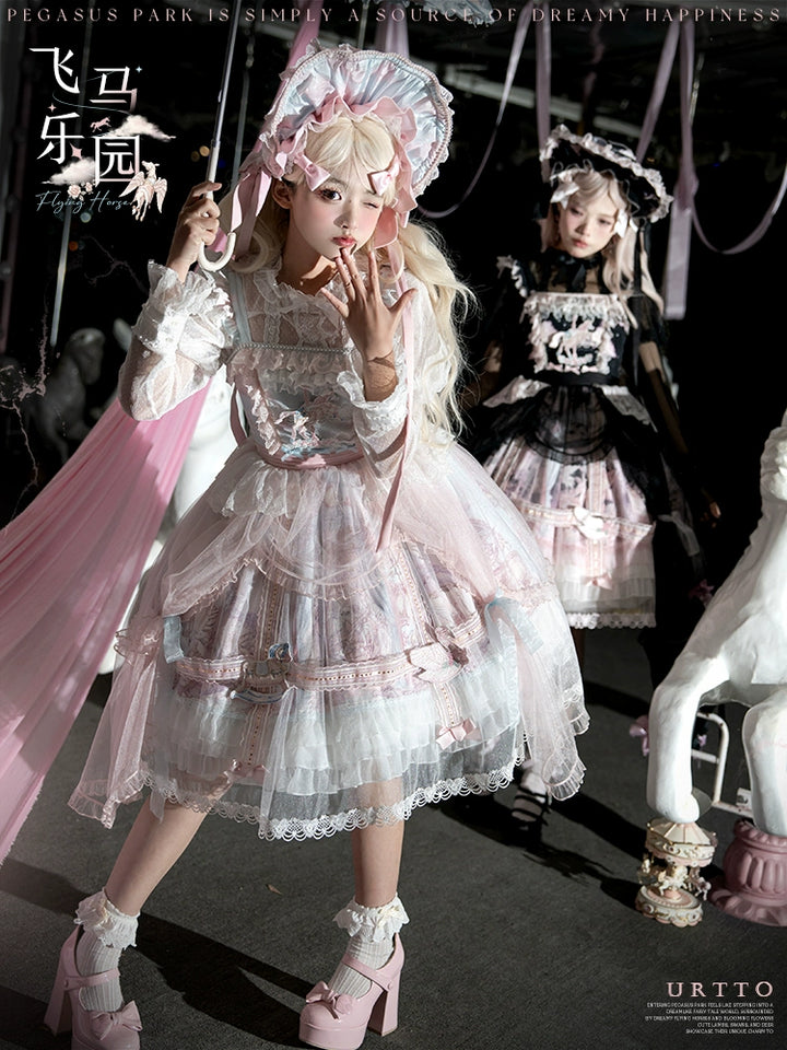 Urtto~Pegasus Park~Sweet Lolita JSK Dress Dual Color Princess Lolita Dress Set