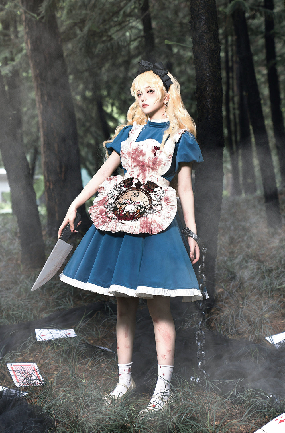 YourHighness~Dark Fairy Tale Alice~Gothic Lolita OP Dress Bloodstained Horror OP Embroidered Apron 37536:562620