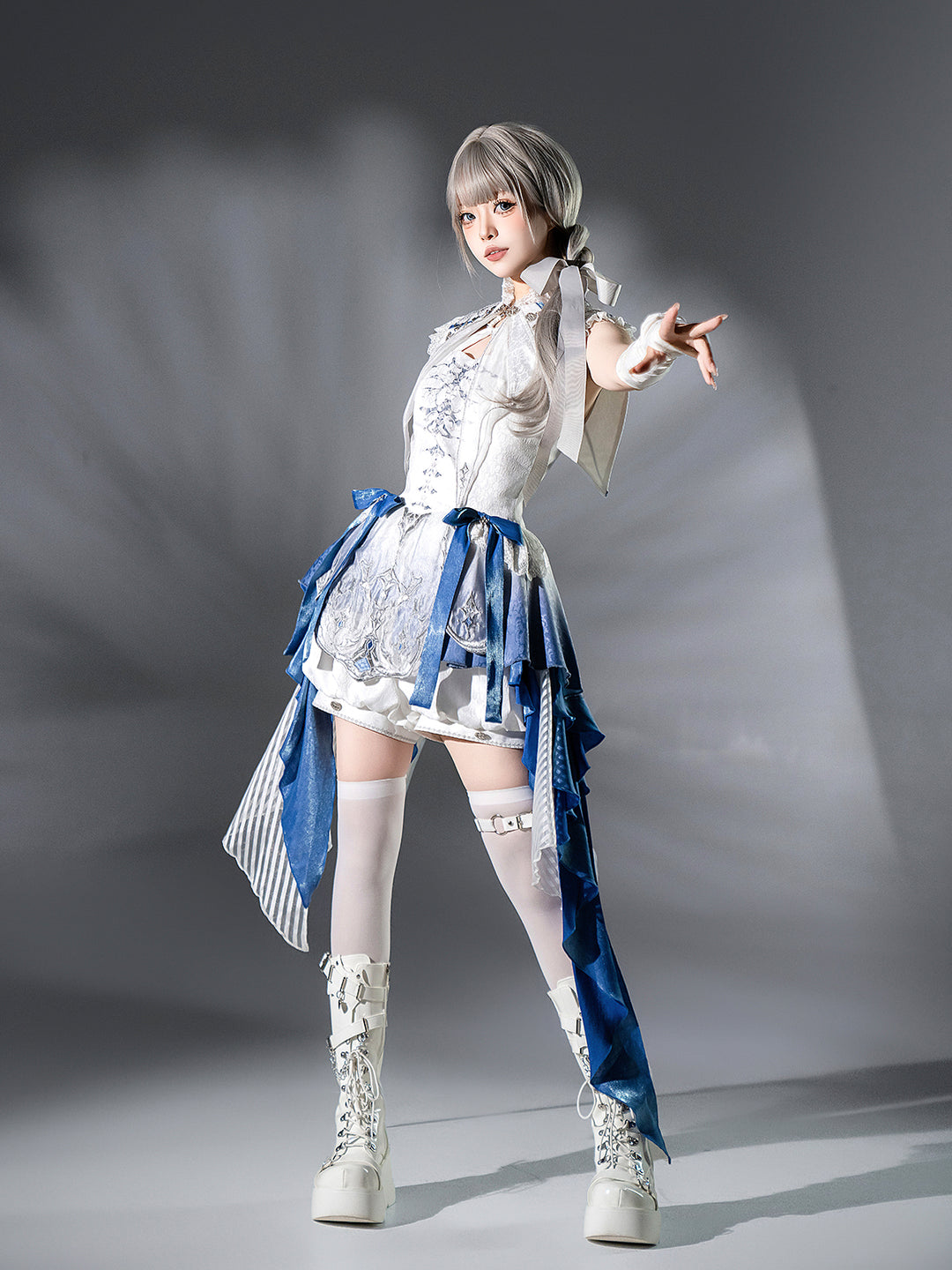 Designer's Gift~Blue Dragon Bone~Ouji Lolita Shorts Suit with Embroidery and Trailing