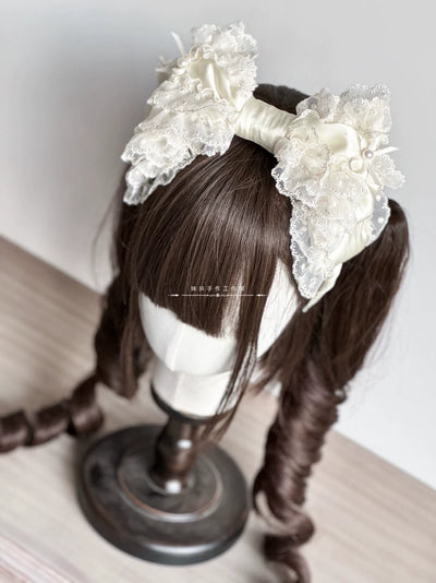 MAID~Elegent Lolita Headband Ivory KC Cake Cap   