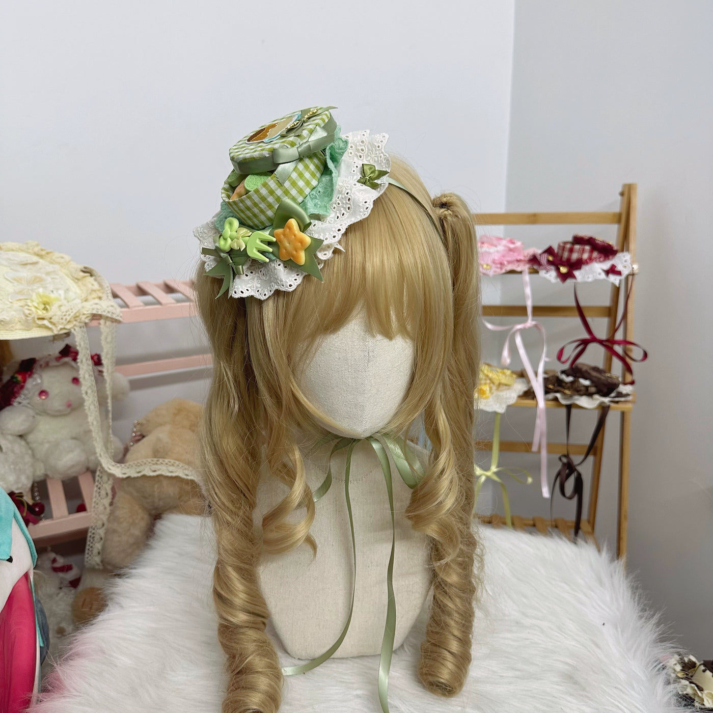 Chestnut Lolita~Sweet Lolita Candy Box Hat Handmade Lolita Top Hat Green  