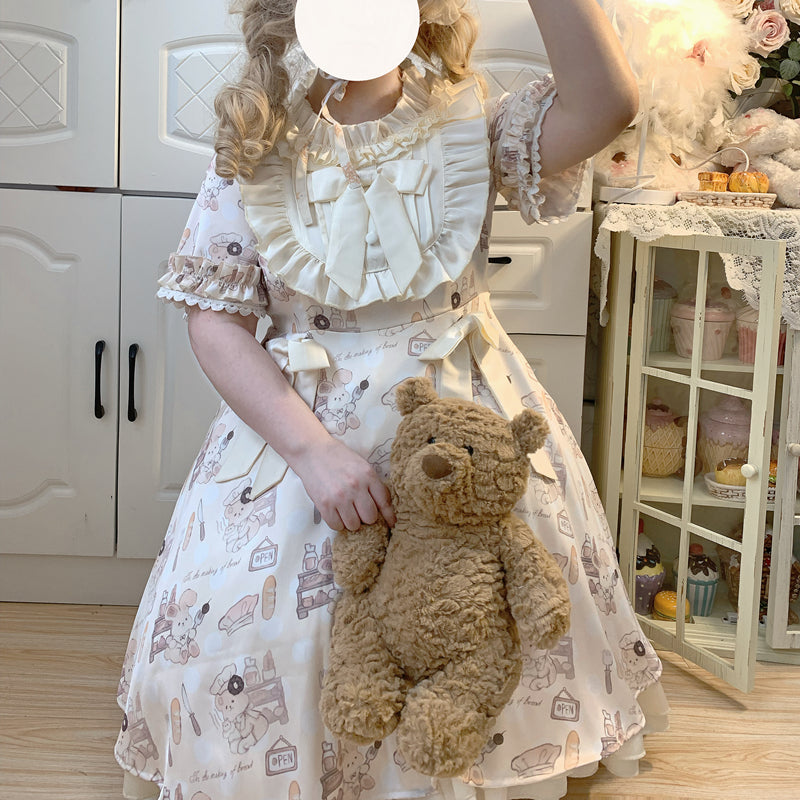 Naomistudio~Cartoon Dogs~Sweet Lolita OP Bows Dress Plus OP   