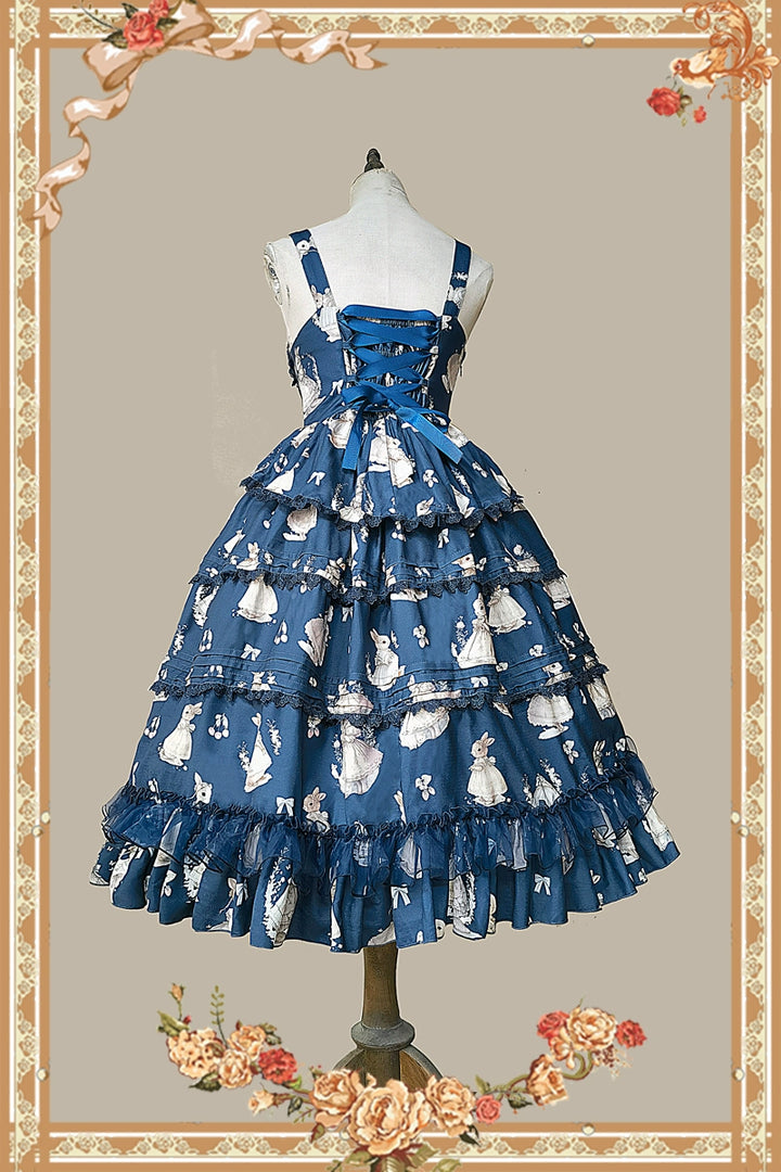 Infanta~Elegant Lolita JSK Dress Tiered Rabbit Prints Middle Split Dress   