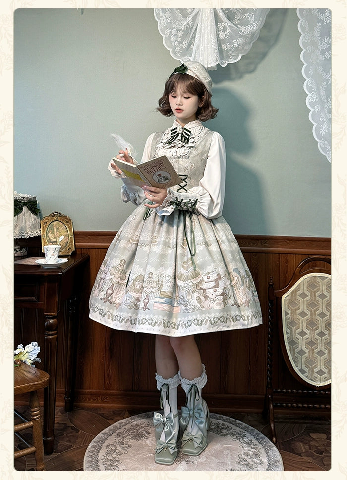 Alice Girl~Iris Study Room~Elegant Lolita JSK Classic Lolita Dress With Square Neck   