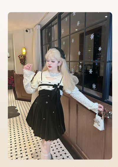 Hard Candy~Plus Size Elegant Velvet Lolita Bud Dress Set   