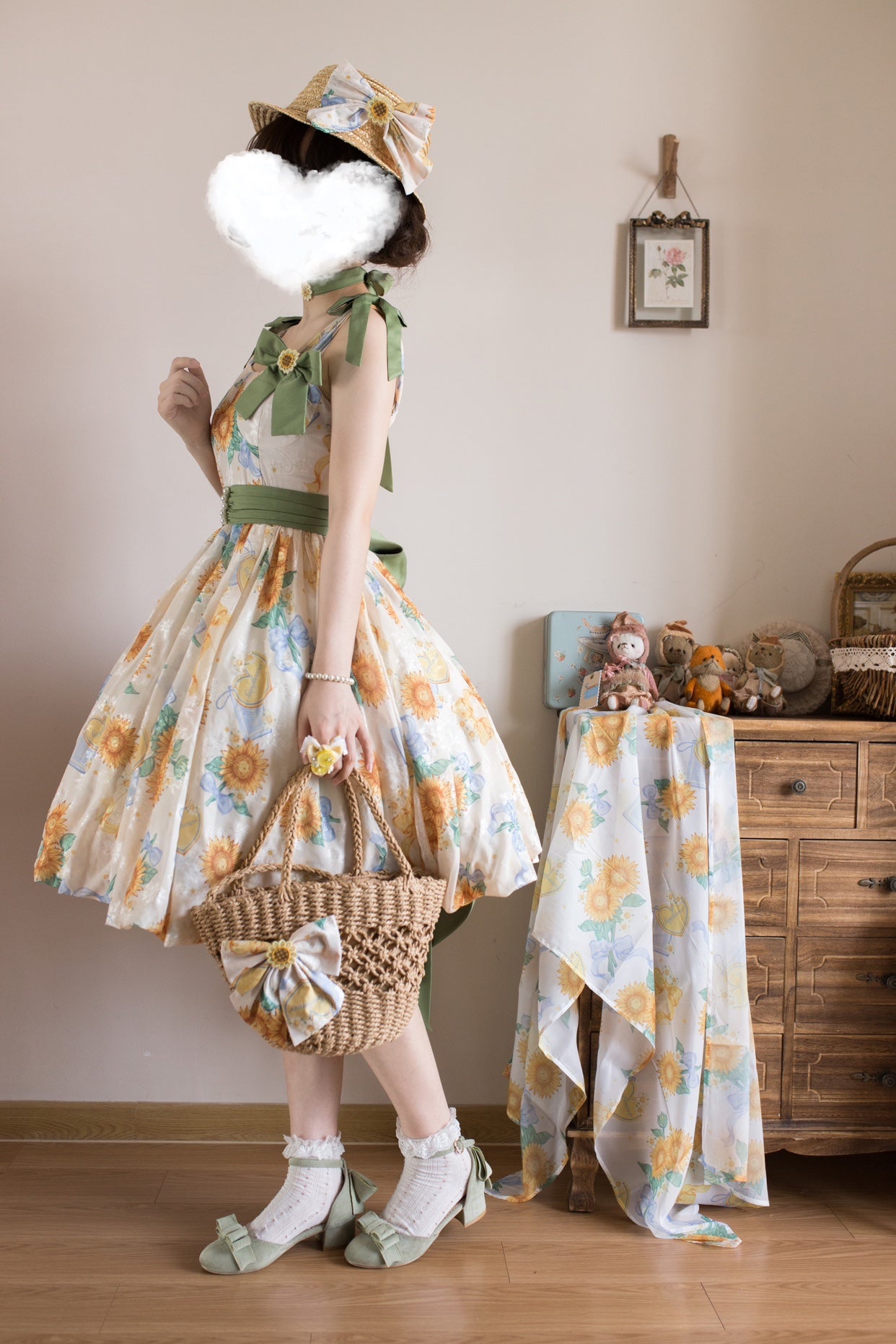 Akiyama Future Studio~Sunflower Print Lolita JSK Dress in Breathable Light Fabric 42790:753481