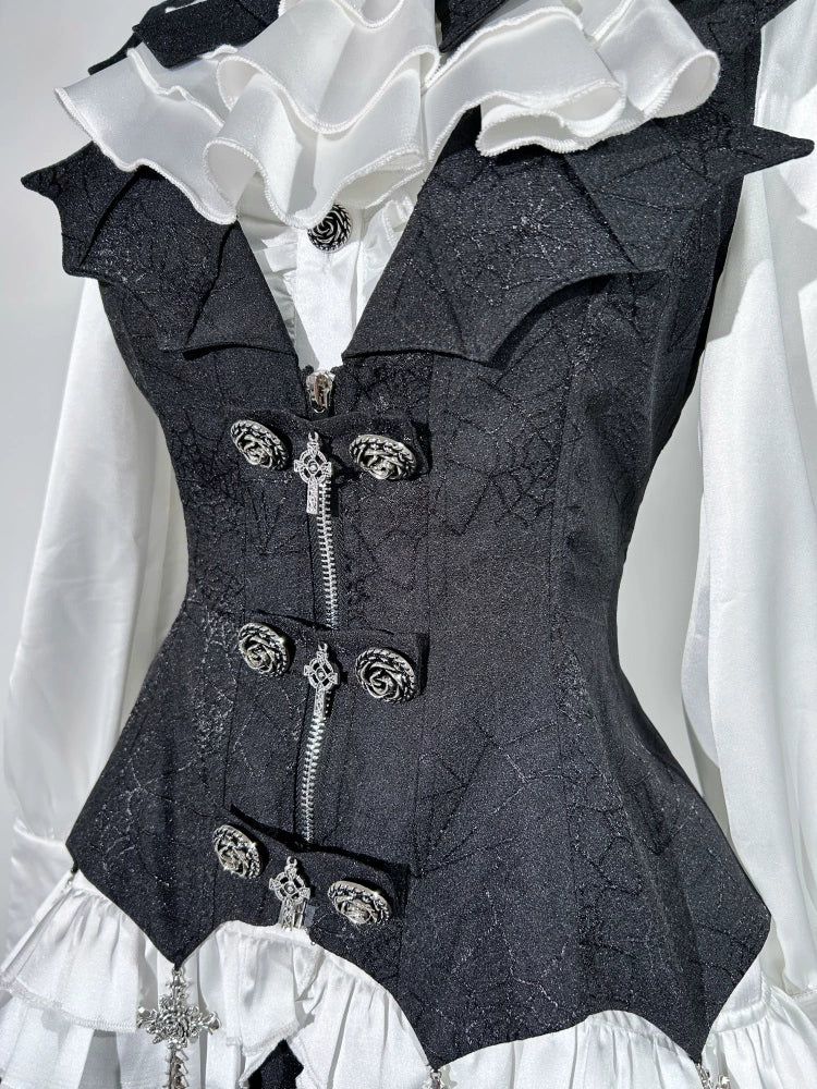 Letters from Unknown Star~Bloodline Duke~Gothic Lolita SK Suit Spider Web Vest and Blouse