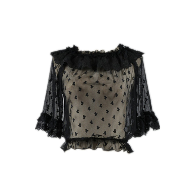 Niu Niu~Oversized Lace-Mesh Plus Size Lolita Underwear Shirt   