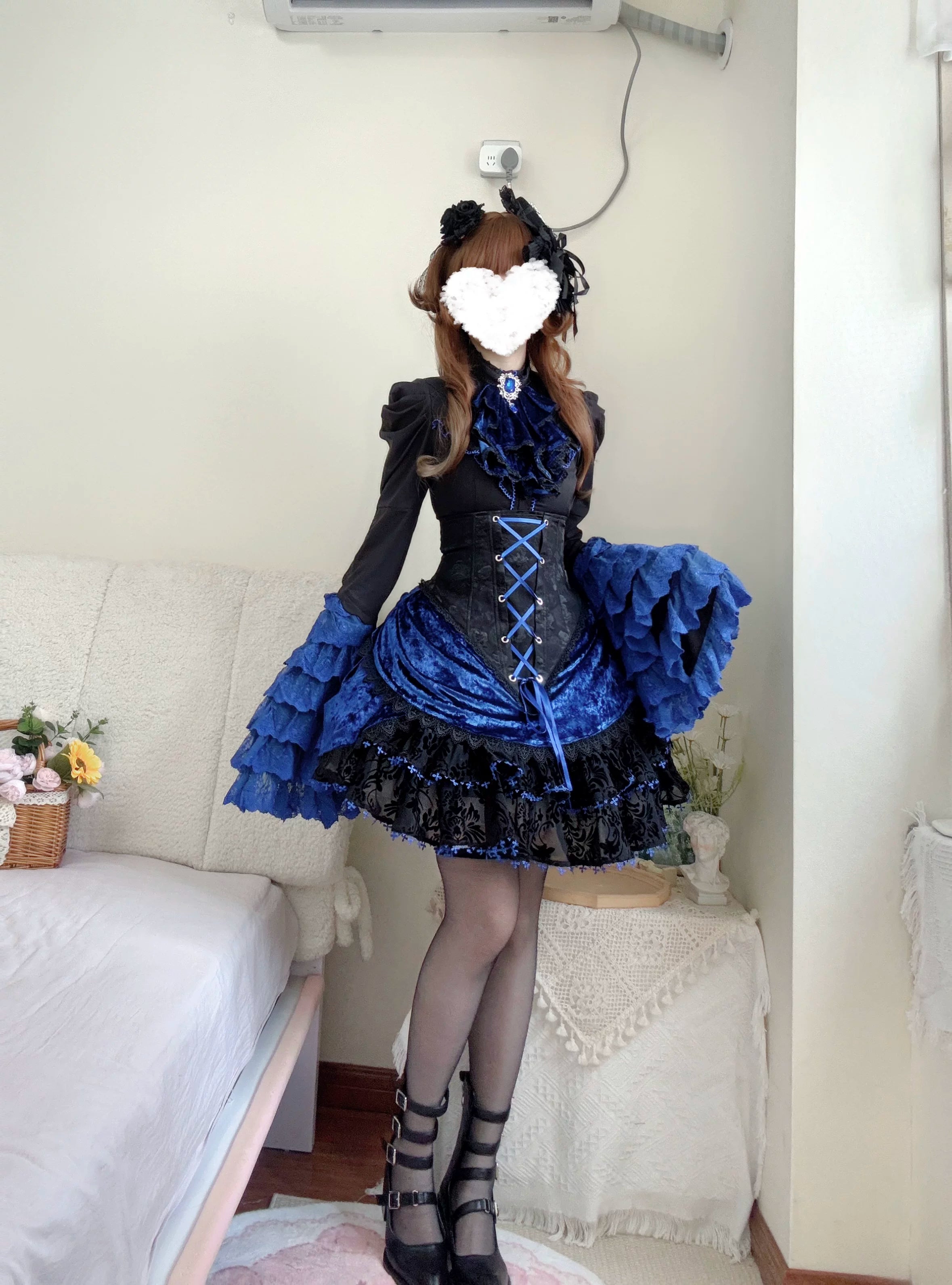 Twilight Hour - Gothic Lolita Hime-sleeve Blouse & Corset Skirt Set 45373:845854