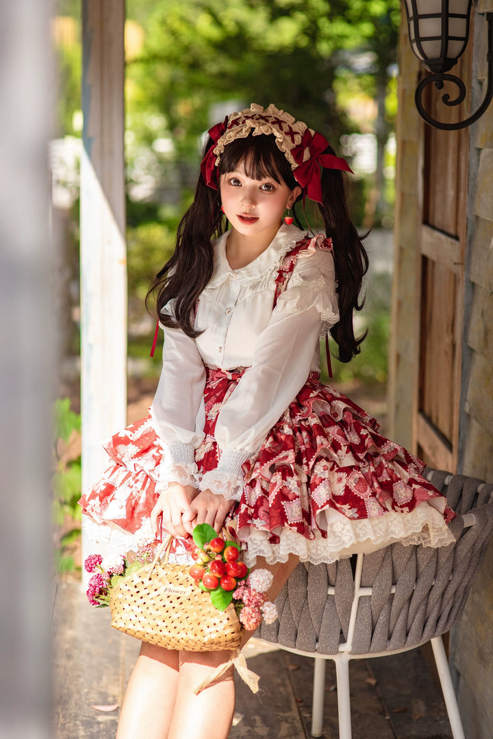 Strawberry Witch~Strawberry Stamp~Sweet Lolita OP Short Sleeve Lolita Dress