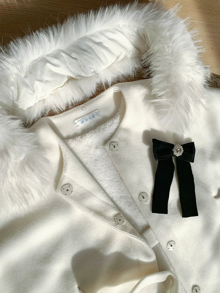 Winter Island Memory - Elegant Lolita Winter Coat & OP Dress Set 44444:807985