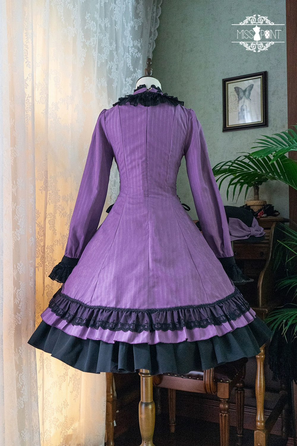 Miss Point~Perintz Manor~Gothic Lolita OP Long Sleeve Retro Lolita Dress 39904:642938