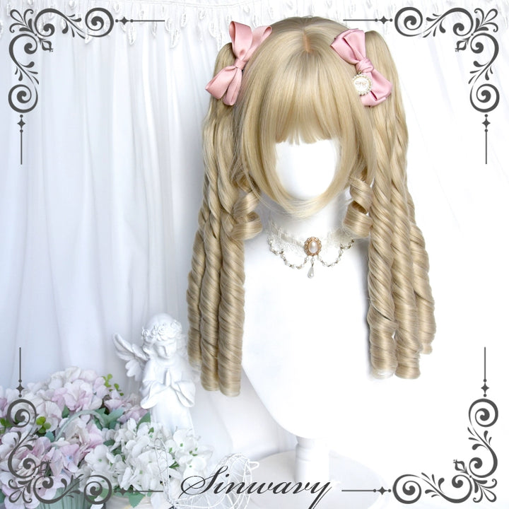 Sinwavy~Retro Lolita Wigs Beige Gold Roman Roll Wig   