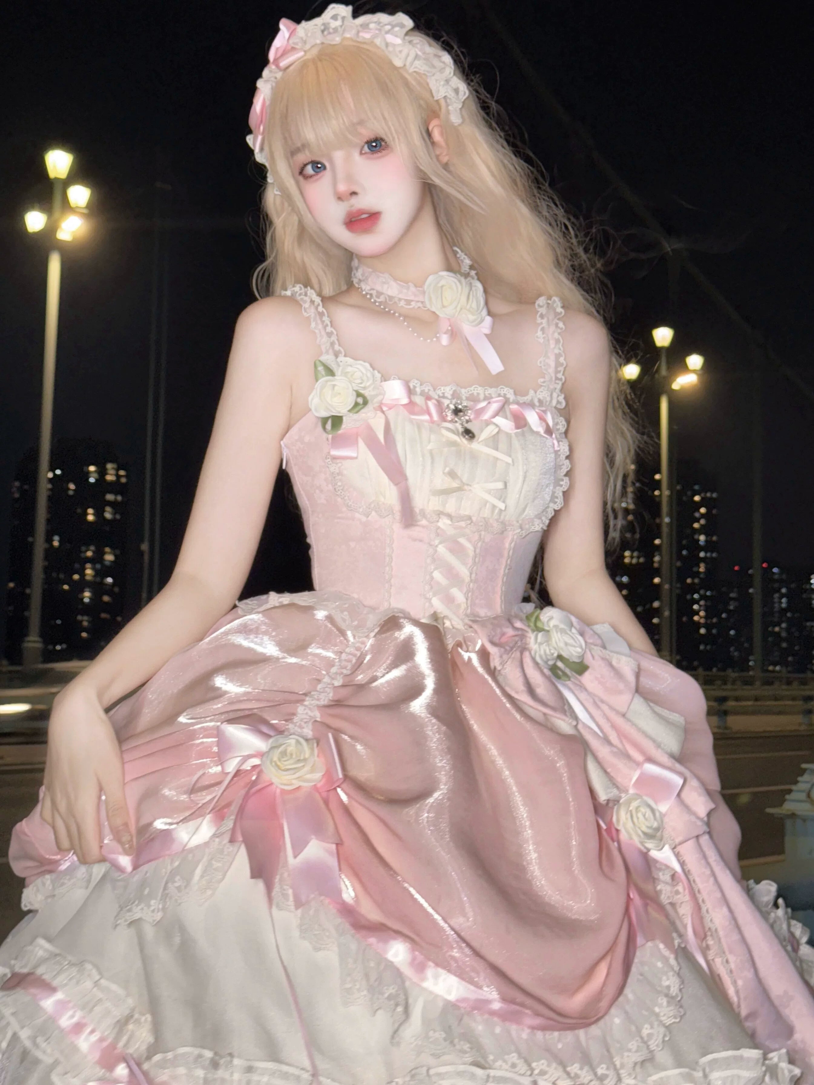 Wild Blooms Letter - Wedding Loliita JSK Dress, Detachable Flower Decoration