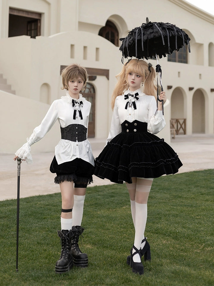 CastleToo~Erosion Heart F-Type~Ouji Lolita Suit Black Velvet Shorts and Skirt 40628:669600