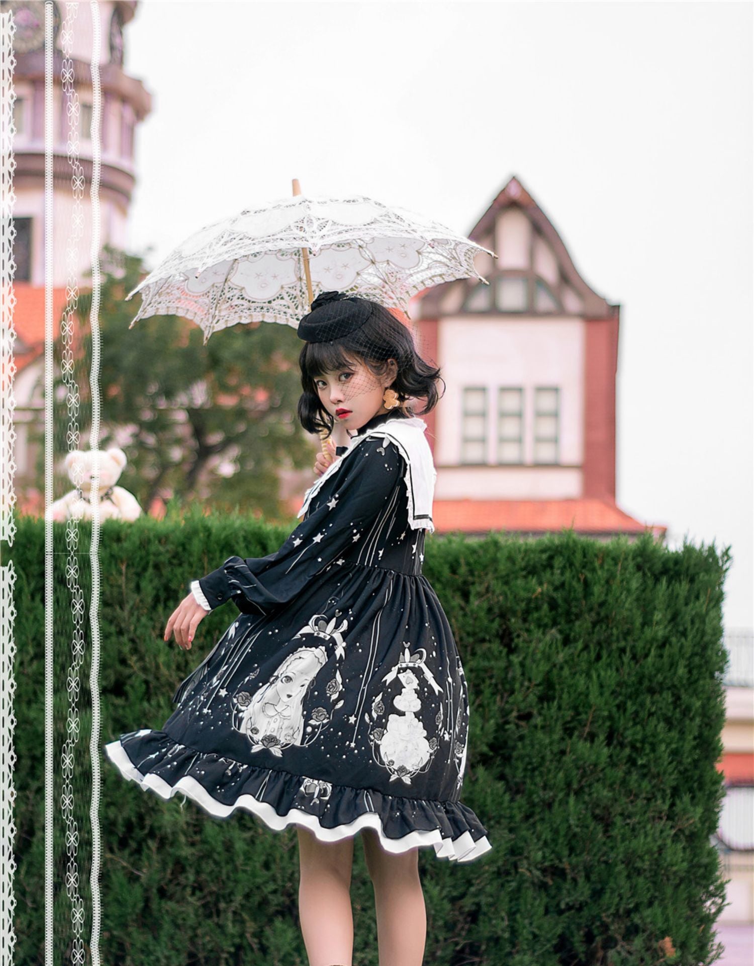Niu Niu~Plus Size Lolita OP Dress Black Long Sleeve 13904:187146