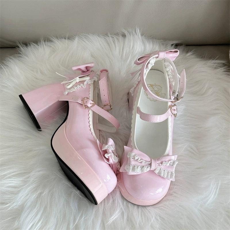 Jiangjiang Biscuit~Elegant Lolita High Heel Shoes Round Toe Low Cut   