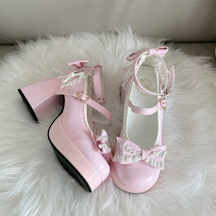 Jiangjiang Biscuit~Elegant Lolita High Heel Shoes Round Toe Low Cut 38748:598622