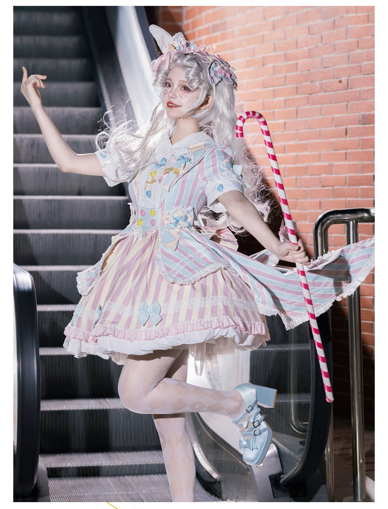 Sakurahime~Werid Theatre~Sweet Lolita Blackpink Stripe OP   