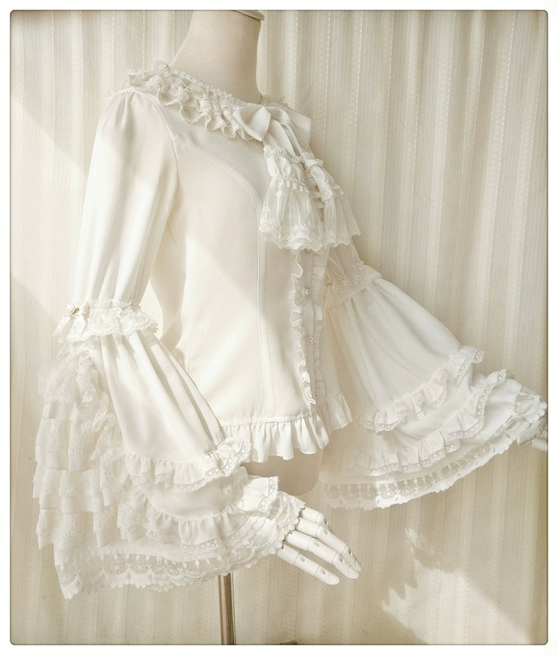 Youlan Lane~Retro Lolita Shirt Hime Sleeve Lolita Blouse XS Off-white 