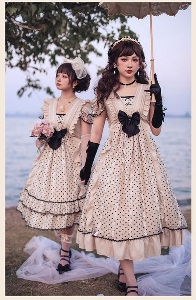 CR Cat Romance~Coconut Milk Boo Boo~Elegant Lolita Polka Dot OP   