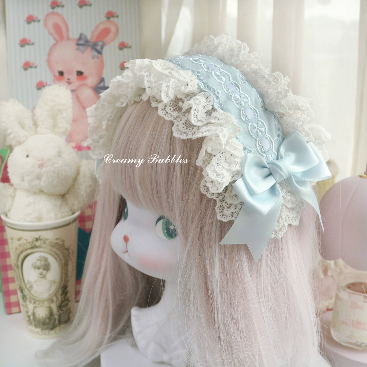 Creamy bubbles~Elegant Lolita Blue-white Hairband   