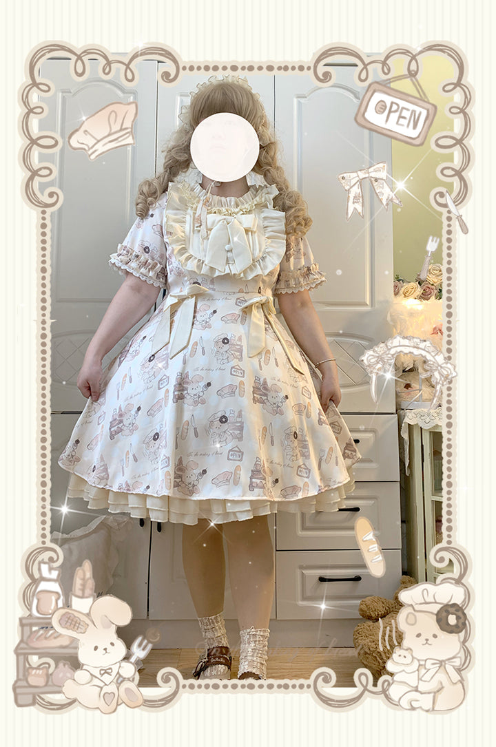 Naomistudio~Cartoon Dogs~Sweet Lolita OP Bows Dress Plus OP   