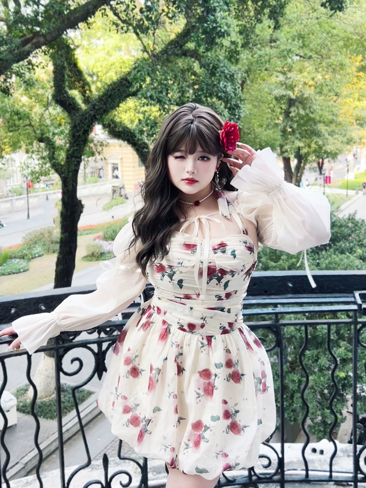 Yingtang~Plus Size Lolita JSK Dress Halter Neckline Sweet Bolero Dress Set   