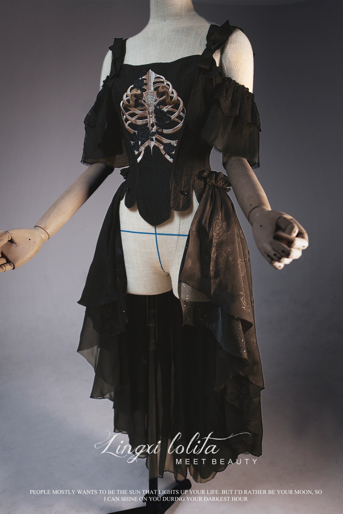 アントステラ　ローポータリ　1999年 Vintage Lolita OP Dress Constellation-themed Black Lolita Dress
