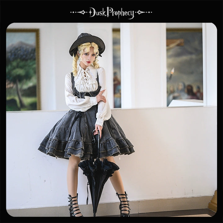 DuskProphecy~Egret 2.2-3.1 Version~Sweet Lolita Denim JSK Bust-Supporting Dress 42166:729619