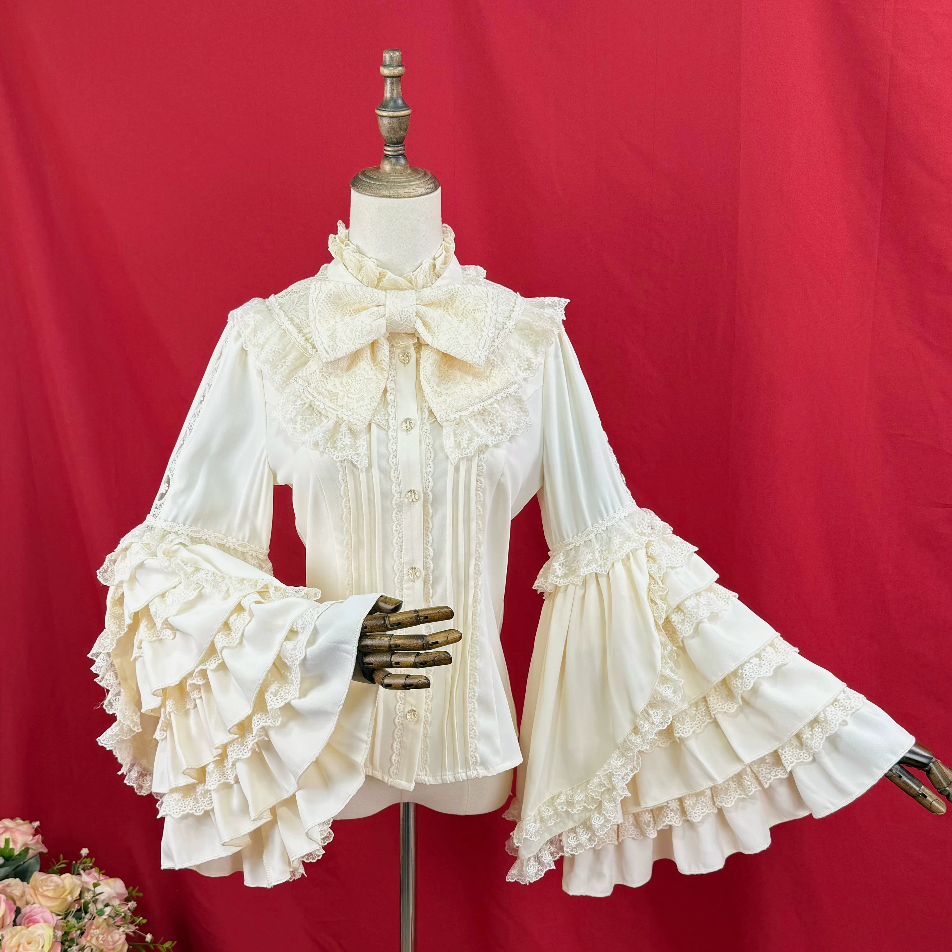 Snow Mochi - Classic Lolita Hime Sleeve Shirt, Lace Accent 44497:811285