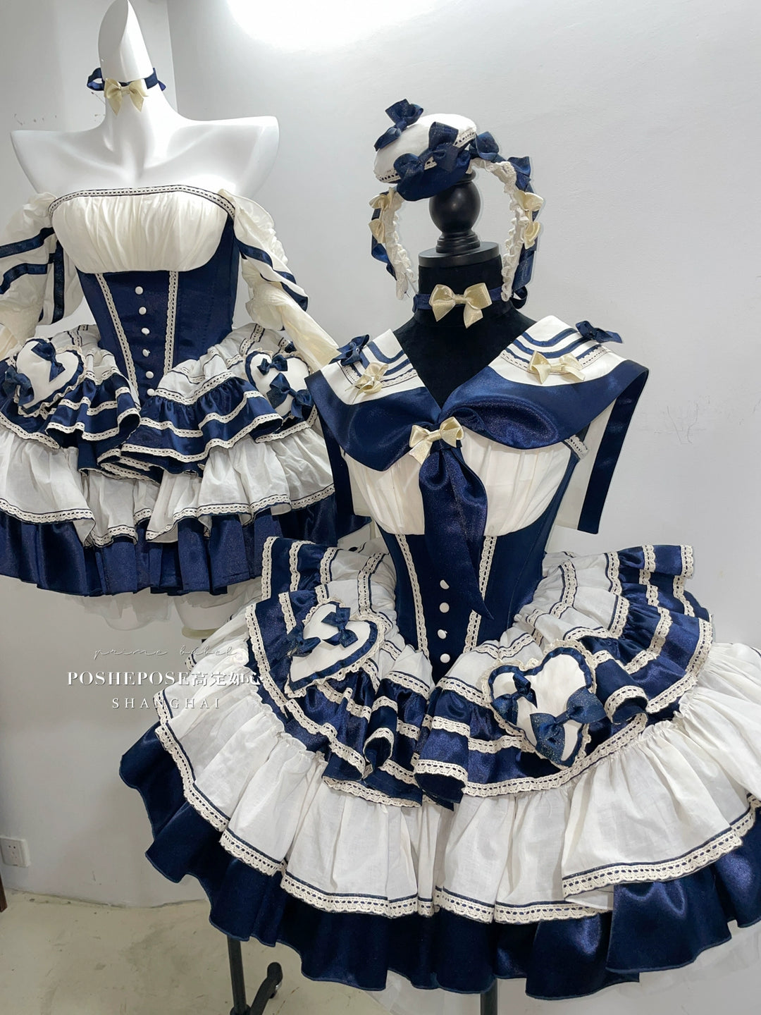 POSHEPOSE~Girl's Shore~High-End Sailor Lolita Dress Set   