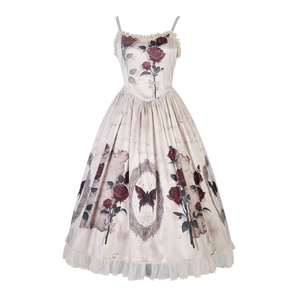 (BFM)Sweet Date~Classical Lolita Rose Print Princess Dress Set S JSK 