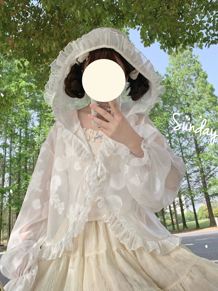 Hanguliang~Summer Daily Lolita Hooded Sheer Sunscreen Cardigan
