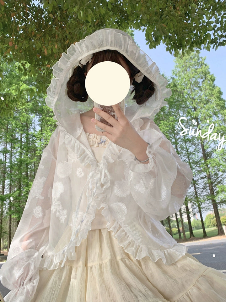 Hanguliang~Summer Daily Lolita Hooded Sheer Sunscreen Cardigan