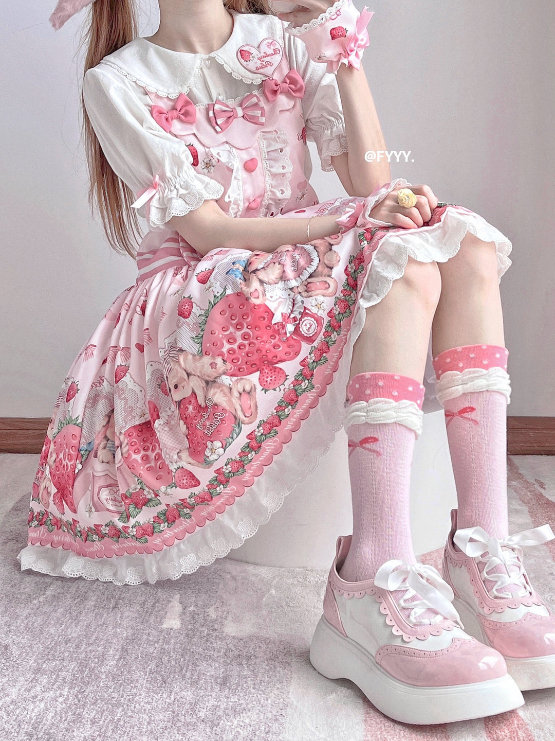 Polaris Lolita~Rabbit Berry Gift Box~Sweet Lolita Salopette and Dress Set   