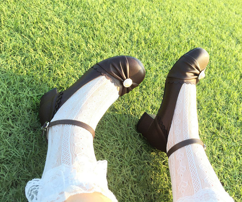 Sosic~Shell Dew~Sweet Lolita Bow Round Toe Shoes 12936:166634