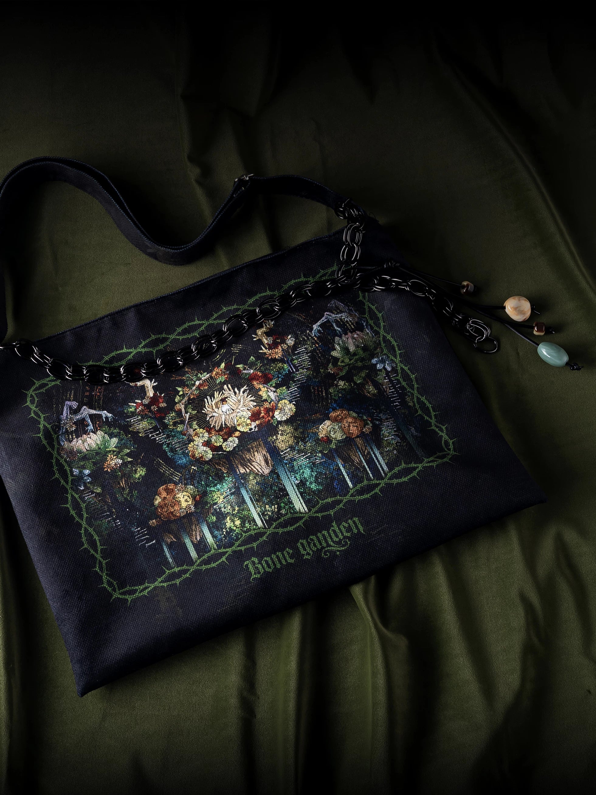 Bone Garden - Gothic Lolita Printed Tote Bag, Adjustable Strap 45188:839591