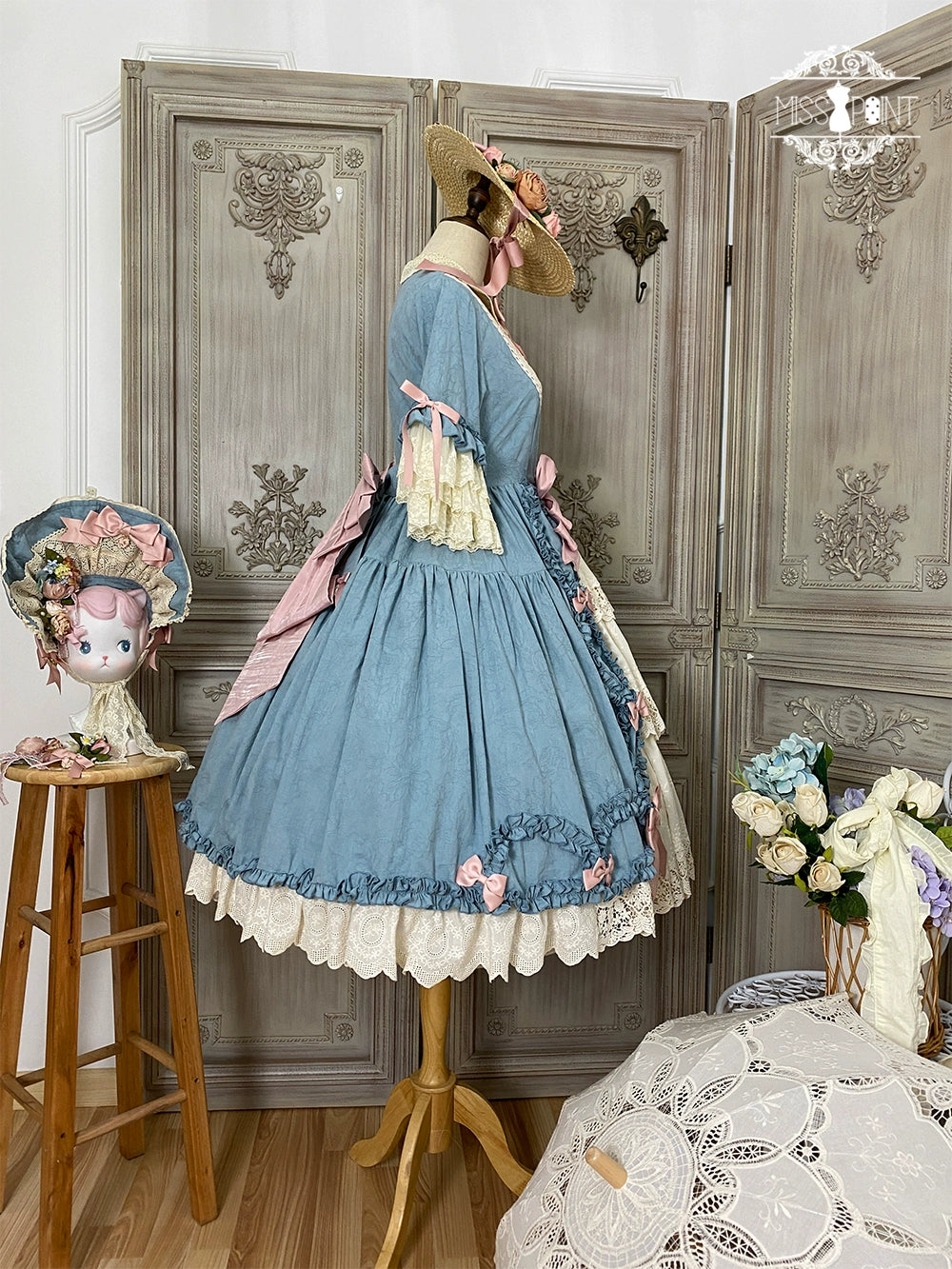 Miss Point~Lilyka Garden~Classic Lolita OP Dress Set Elegant Floral Wall Princess Sleeve 38832:606336