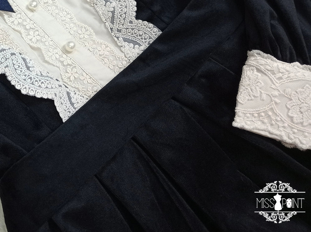(BFM)Miss Point~Customized Lolita Dress Vintage Elegant Velvet OP Dress 32520:391596