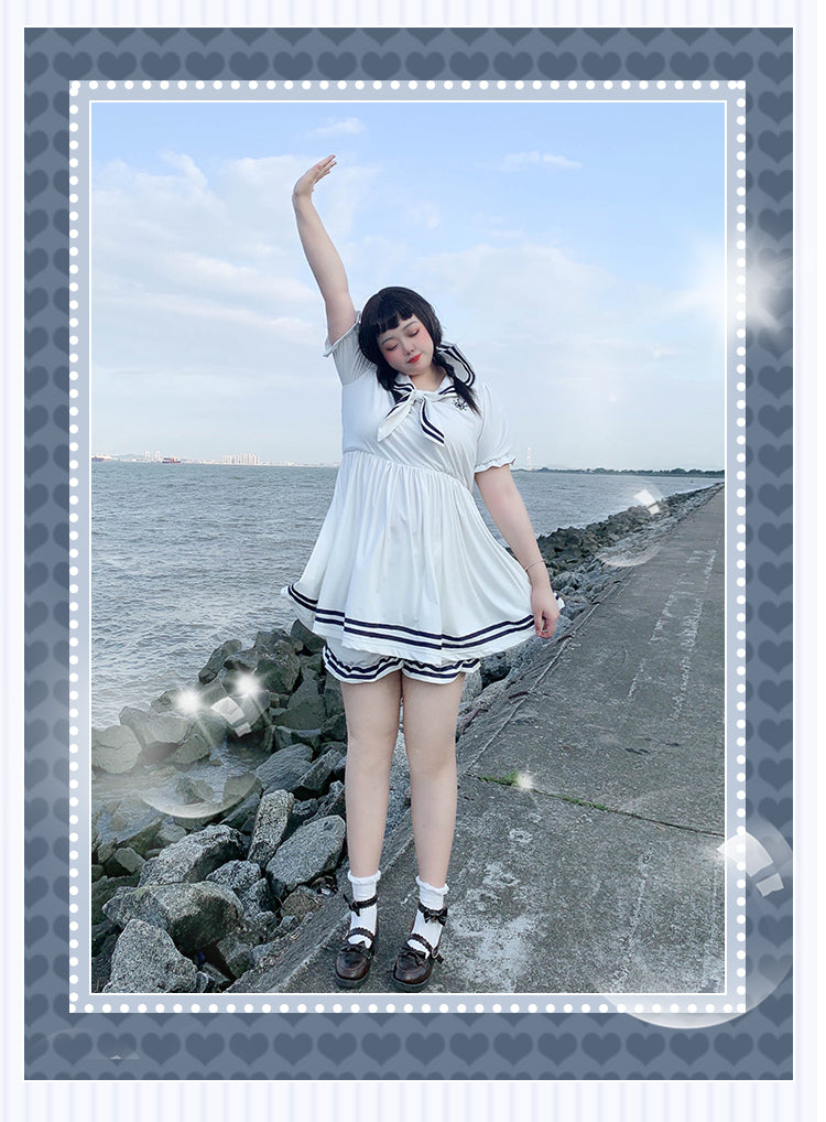 Niu Niu~Plus size Navy Sailor Lolita Swimsuit   
