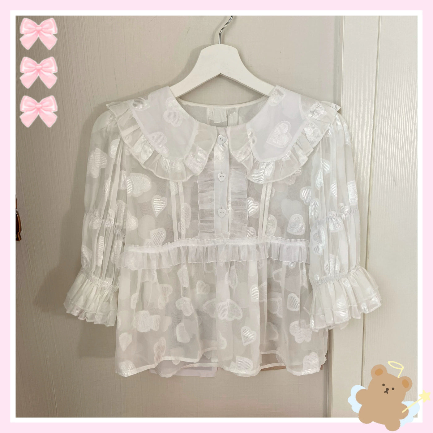 (BFM)Suiyi~Sweetheart Knots~Sweet Lolita Dress Short Sleeve OP free size White shirt 
