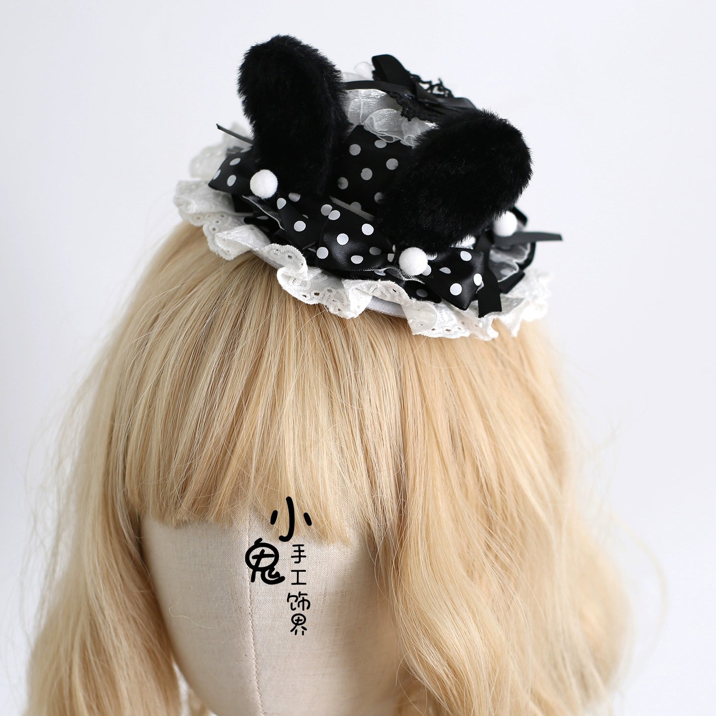 Xiaogui - Polka Dot Lolita Headdress, Detachable Bunny Ear 44136:796591