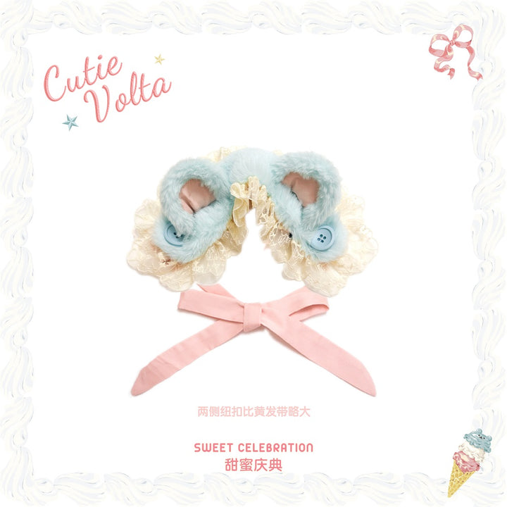 (BFM)Cutie Volta~Sweet Celebration~Sweet Lolita OP Dress Bunny Bear JSK Salopette Size #1 Blue-Hairband