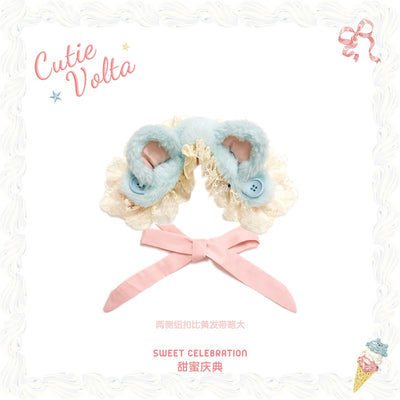 (BFM)Cutie Volta~Sweet Celebration~Sweet Lolita OP Dress Bunny Bear JSK Salopette Size #1 Blue-Hairband 