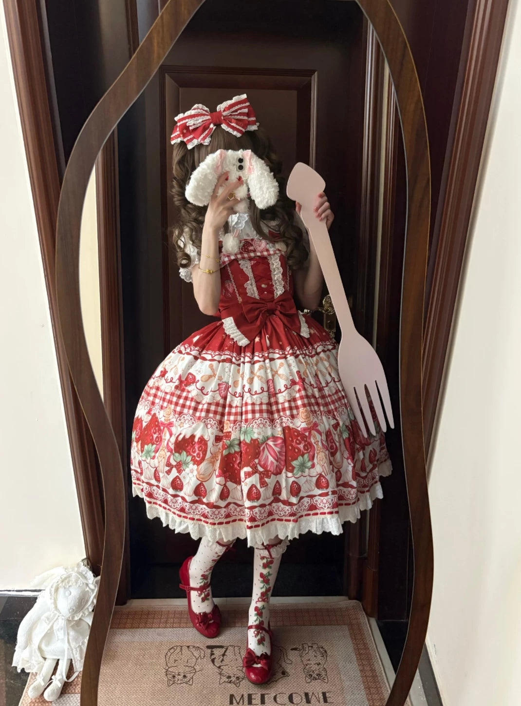 Plaid Strawberry Jam - Sweet Lolita Strawberry Printed JSK Dress 45545:853005